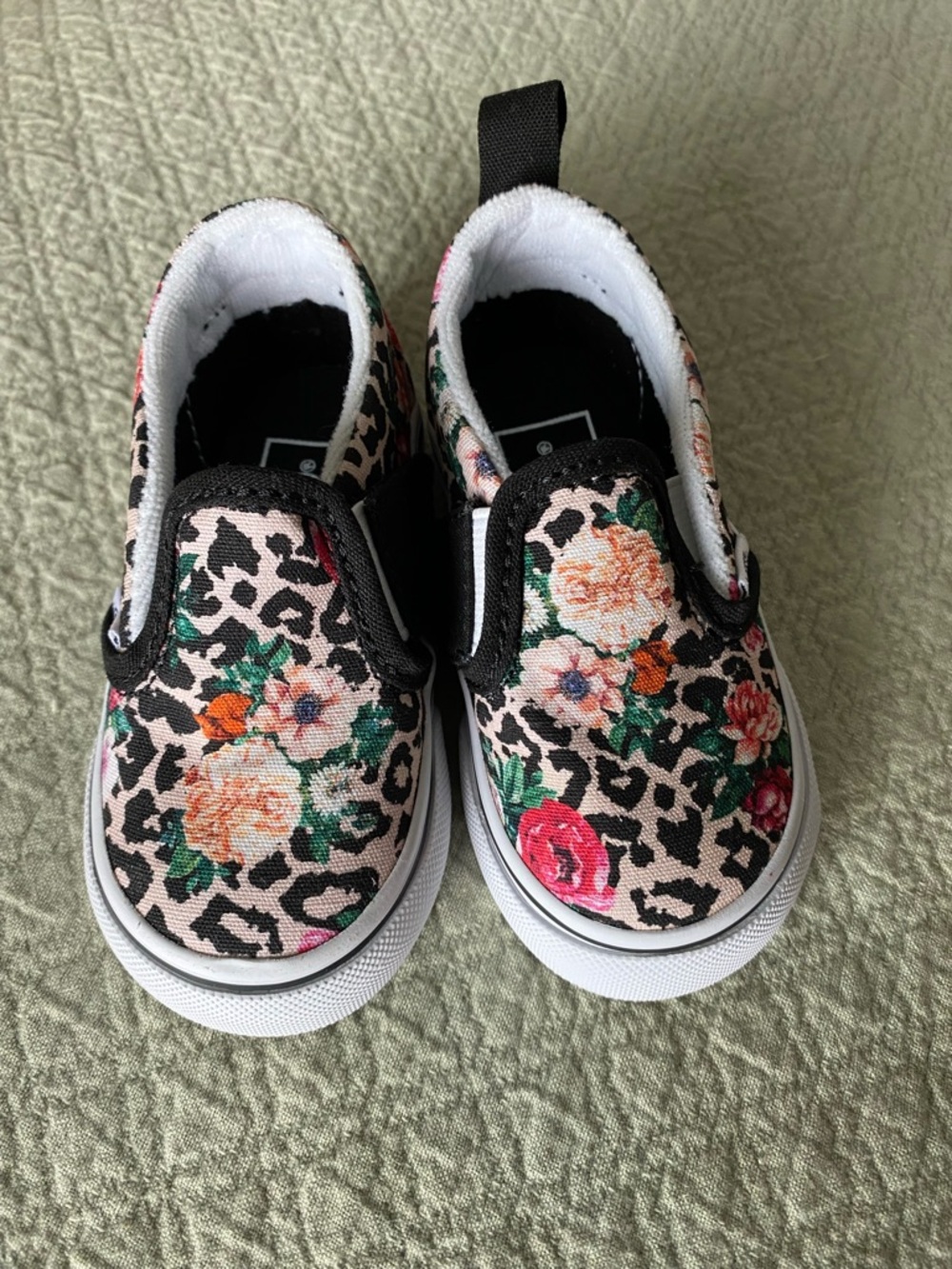 Vans Kids Floral Leopard Slip-On Sneakers - Pink, Black, Green